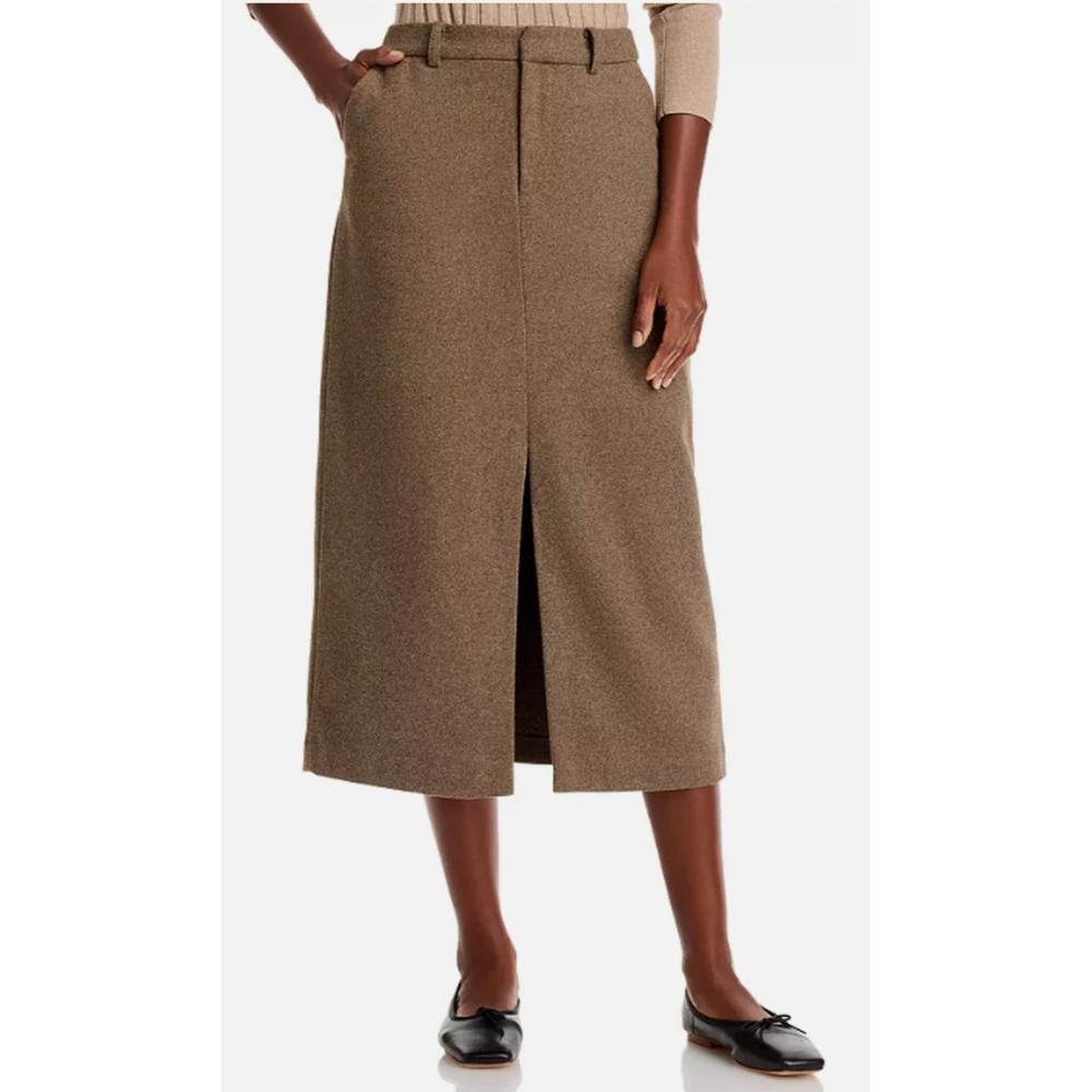 Rails Women's Carolina Hazelnut Brown Wool Blend Slit Midi Skirt Size 0 NWT